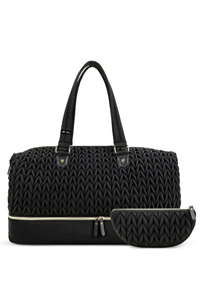 Little Story Luxe Knit Diaper Bag with Clutch - Black