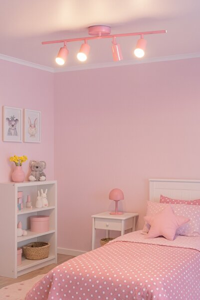 LEGACY Spoti 4'Lü Pembe Renk (GÜN IŞIĞI) Modern Tasarım Salon - Mutfak - Banyo Spot Ledli Sıralı Avize