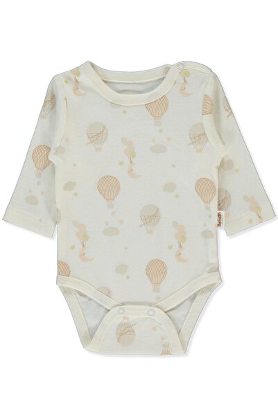 Bebetto قميص عضوي بأكمام طويلة (بورن ويث لوف) بلون إكرو داكن