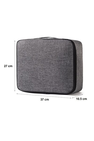 Flippy Document Storage Bag, 2 Compartments, Security Code, Waterproof, 37x10.5x27 cm, Grey