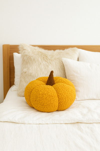 Madame Clean Home Teddy Decorative Pumpkin and Cushion with Inner Filling