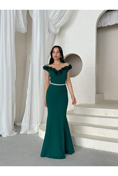 ADAMODA.RO Elegant long dress with belt accessory