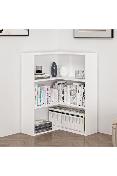 Home İzi Adel 2 Raflı Köşe Kitaplık - Beyaz
