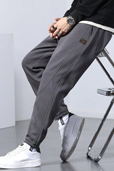 GENIUS STORE Ανδρική αθλητική φόρμα με φλις κορδόνια στη μέση Jogger αθλητικό παντελόνι SPOR-ESF001