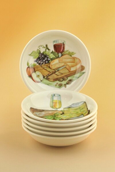 Bursa Porselen Dekor Cheese & Wine 6-Piece Porcelain Snack Bowl Set