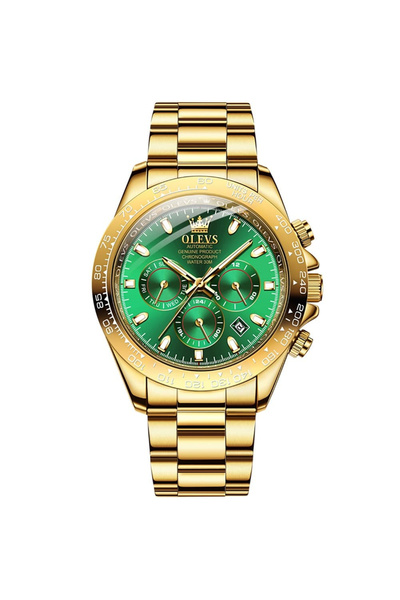 OLEVS Ceas bărbătesc mecanic automat analogic cronograf oțel auriu cuarț cuar...