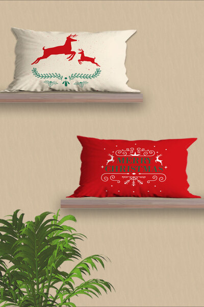 Belle Benoit 2-Piece Rectangular Christmas Patterned Double-Sided Printing, Pillowcase, Throw Pillow Cover, Zippered