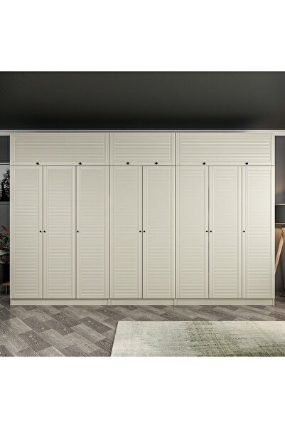 Minar Kale 8 Mebran Panjur Kapaklı 4 Çekmeceli Dolap Ve Yüklük Kumtaşı