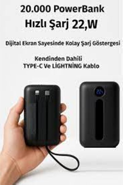 BLUE İNTER 20.000 MaH HIZLI ŞARJ ÖZELLİKLİ ÇİFT ŞARJ ÇIKIŞLI POWERBANK"