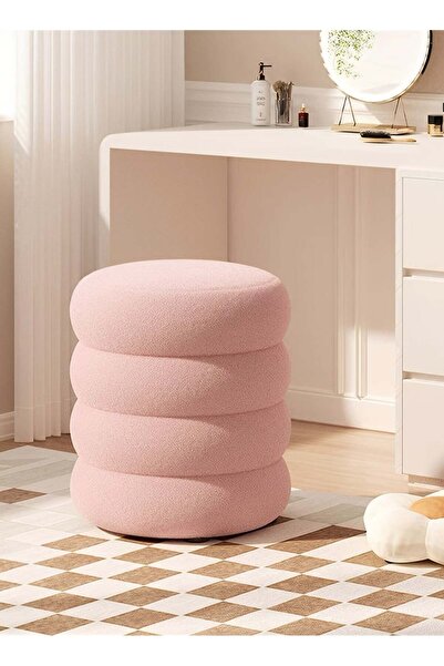 Taimi Boucle Fabric Vanity Chair - Dressing Chair for Bedroom, Dressing Room, Makeup Chair 40x33cm - Pink