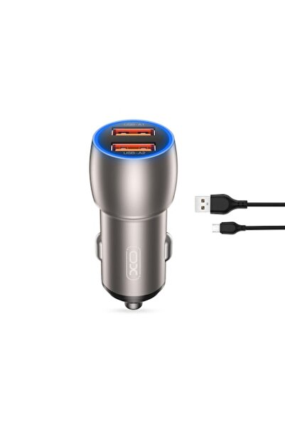 Xo Car Charger CC52 QC 36W 2x USB Gray + MicroUSB Cable