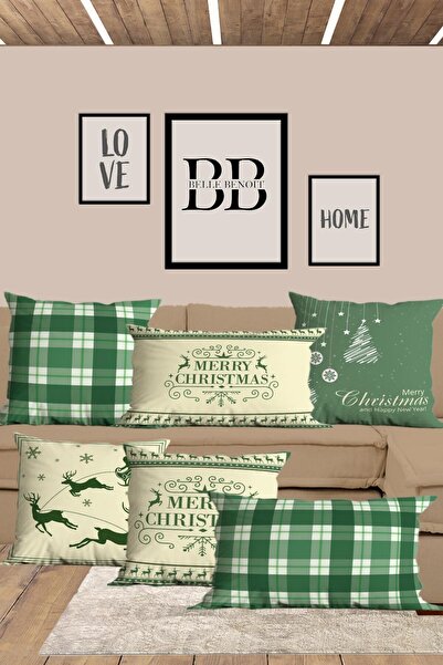 Belle Benoit 6 τεμάχια Πρωτοχρονιάτικο μοτίβο, ορθογώνιο, ψηφιακή εκτύπωση διπλής όψης, μαξιλαροθήκη, κάλυμμα μαξιλαριού, με φερμουάρ