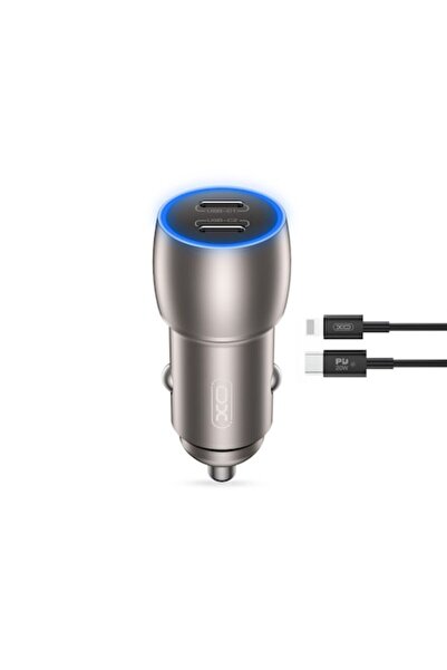 Xo Car Charger CC51 PD 40W 2x USB-C Gray + USB-C to Lightning Cable