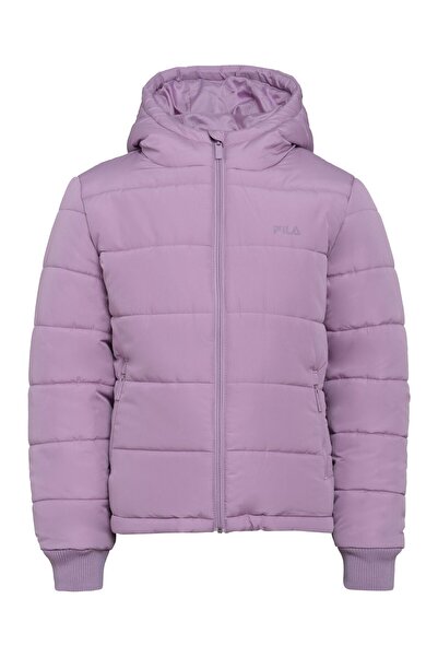 FILA Jachetă liliac din poliester pentru copii cu glugă, buzunare cu fermoar, 146/152 cm - Vârste 11-12 ani