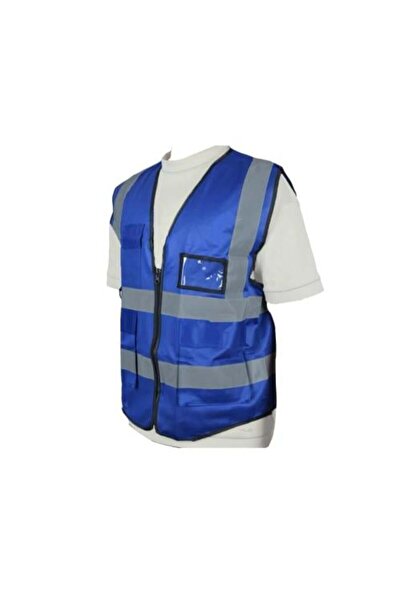 Generic Heavy Duty Reflective Safety Vest Blue 3 Pocket and Card