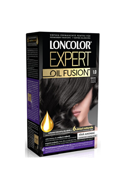 Loncolor Vopsea de păr permanentă Expert Oil Fusion, 10 Negru, 100 ml