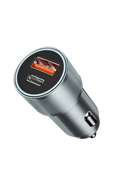 Bwoo Încărcător auto rapid 38W Bo-cc73 QC 18W + PD 20W, gri argintiu