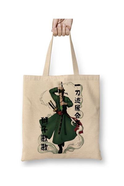 Toyaso Roronoa Zoro One Piece 01 Біла тканинна сумка з довгими ручками Сумка для покупок Сумка для пляжу