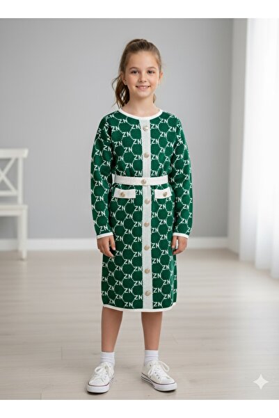 NEWCO Φόρεμα με κουμπιά από υφασμάτινο πλεκτό για κορίτσια – Σχέδιο με γιακά και τσέπες με αντίθεση 10-16 ΕΤΩΝ