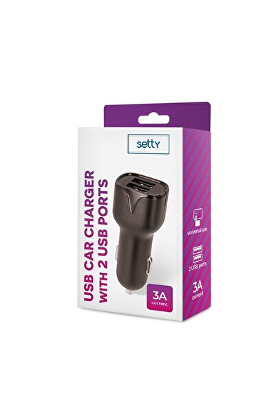 Setty Încărcător auto 2x USB 3A Negru