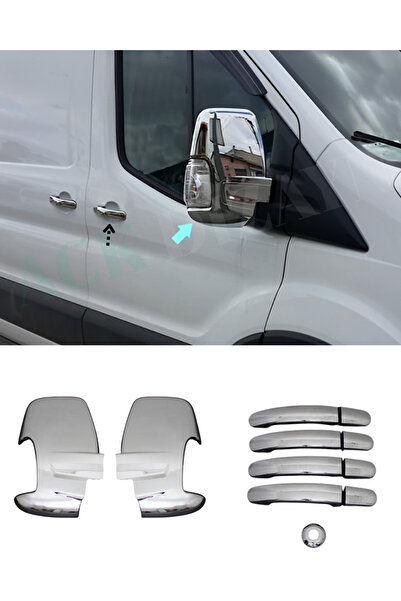 ACK Dizayn FORD TRANSİT 2014+ ARACA ÖZEL ABS KROM AYNA KAPAĞI + PASLANMAZ ÇELİK KAPI KOL 2'Lİ SET