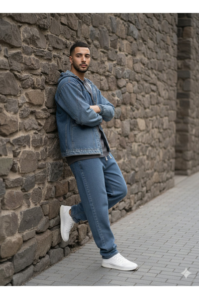 Ceylen Men's Denim Coat Pants Set