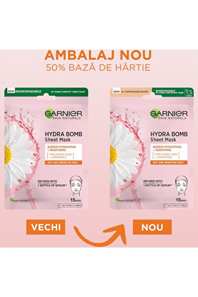 Garnier Moisture+ Comfort Chamomile Sheet Mask for Dry and Sensitive Skin, 32 g