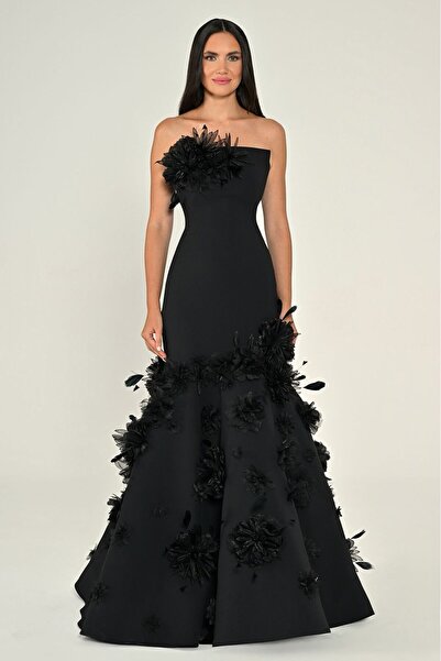 ALFABETA فستان سهرة من الترتر مكشوف الأكتاف