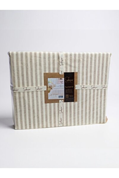 Şaheser Nives Naturel Duvet Cover Set – 100% Natural Cotton, Breathable and Soft