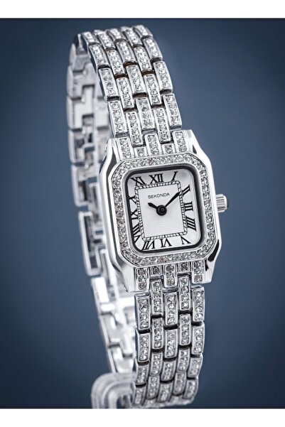 Sekonda Ceas de damă Monica, brățară cu cristale, argintiu, 3ATM, cadran alb