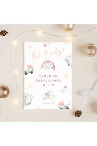 Mementoboxes Baby Shower Davet Kartı – 10’lu Paket