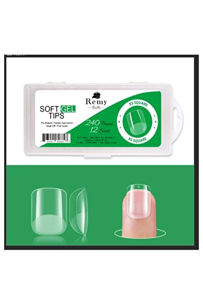 Remy Belle مجموعة أطراف أظافر جل ناعمة XS مربعة، 240 قطعة، 12 مقاسًا