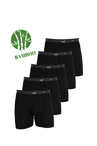 Hmd 5'li Likralı Erkek Esnek Siyah Bambu Boxer Külot | Terletmez Yumuşak Kumaş