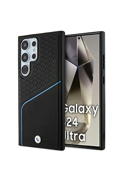 Sybero Husa BMW compatibilă cu Samsung Galaxy S24 Ultra, piele neagră Signatu...