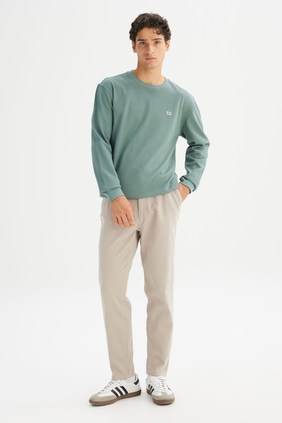 Lee 100% Cotton Regular Fit Regular Cut Crew Neck Logo Detailed Sweatshirt