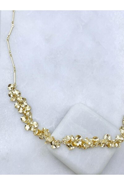 Seda Bijuteri Altın Kaplama Dalga Plaka Sallantılı Boru Zincir Kolye 60cm Gold