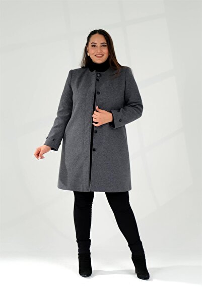 Roxxlen Plus Size Fur Sleeve Coat