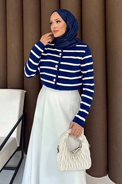 Melike Tatar Ριγέ Πλεκτό Ζακέτα 70-2419