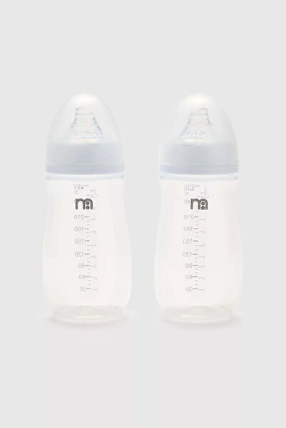MOTHERCARE Wide-Neck 260ml Bottles with Anti-Colic Teats - 2 Pack