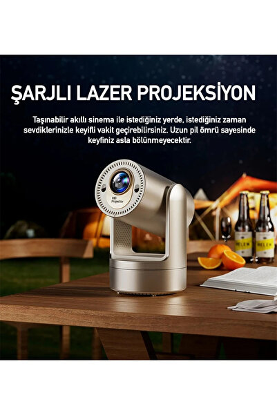 KALOBEE HY7 Şarjlı Akıllı Mini Projektör Şarjlı Projeksiyon Cihazı