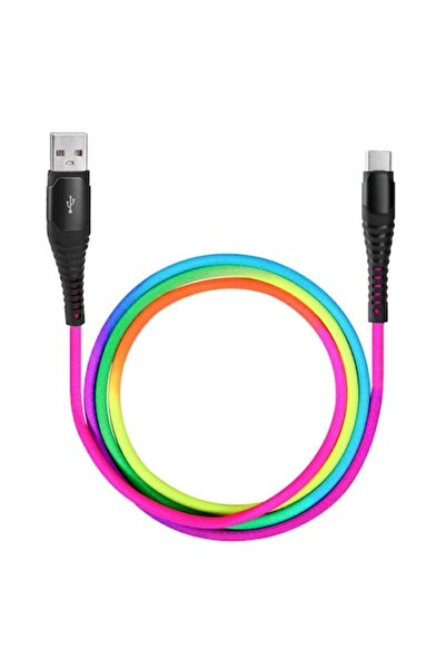 Bibilel Cablu de încărcare/date USB Type-C 3.1, 1 m, ranforsat, curcubeu