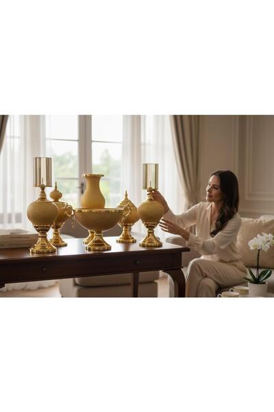 ECHOMEDECOR Lüks 6 Parça Dekoratif Salon Seti