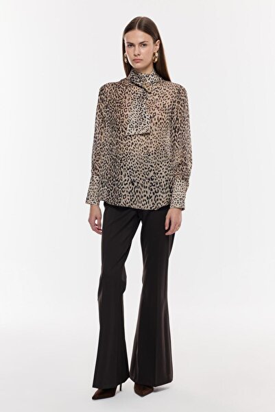 NAGRADA Leopar Desenli Fular Yaka Bluz
