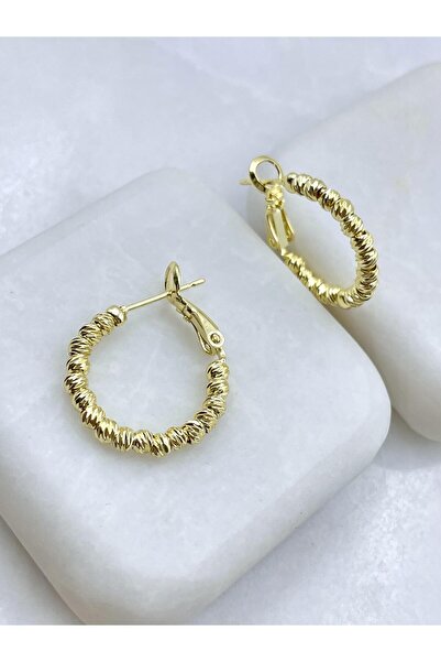 Seda Bijuteri Altın Kaplama Dorika Halka Küpe 2 cm Gold