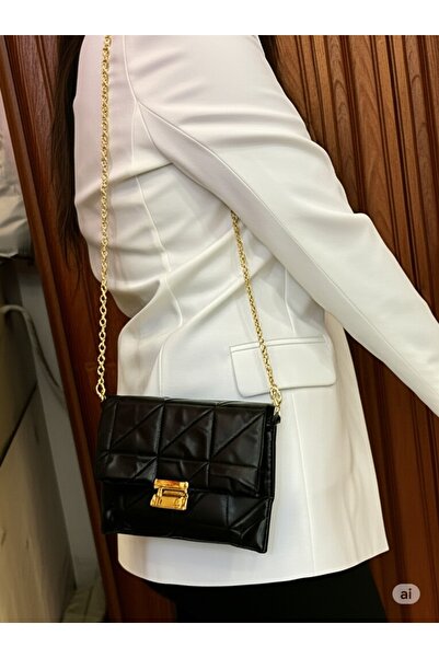 Moda West Geantă de mână și de umăr pentru femei, cu curea cu lanț matlasată,...