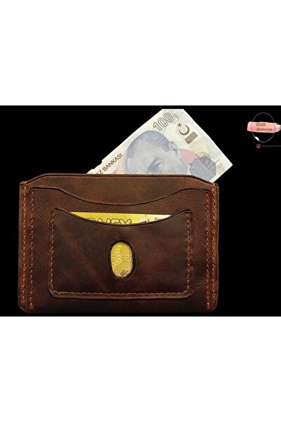 HELİSA ACCESSORİES 1. محفظة جلدية يدوية الصنع عالية الجودة 100% أصلية بلون بن...