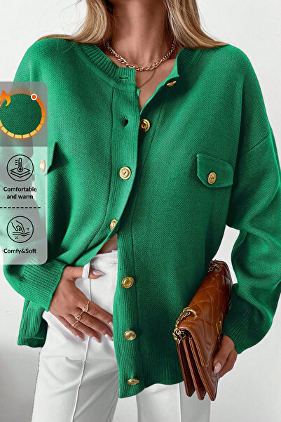 H&E LUXURY DESIGN Kadın Oversize Yumuşak Dokulu Hırka