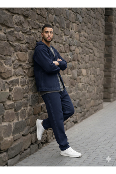 Ceylen Men's Denim Coat Pants Set