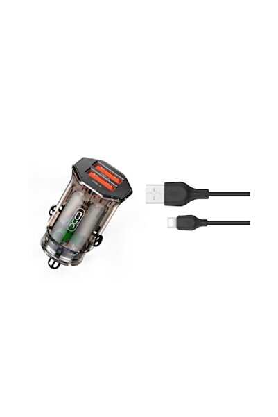 Xo Car charger, XO, Clear CC49, 2x USB, USB-C cable, 2.4A