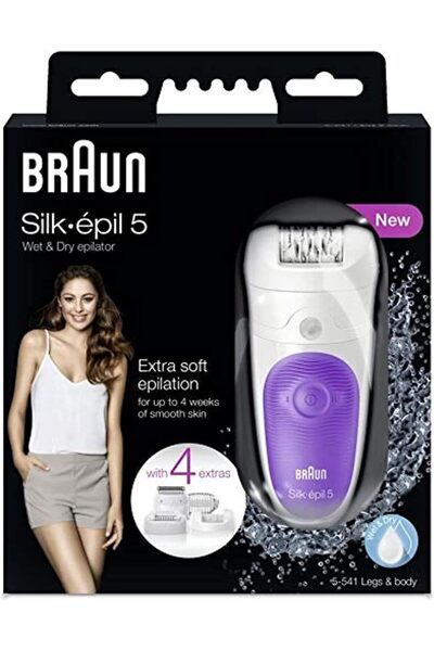 Braun Silk-epil 5 5-541 Wet & Dry Epilator With 4 Extras - International Version